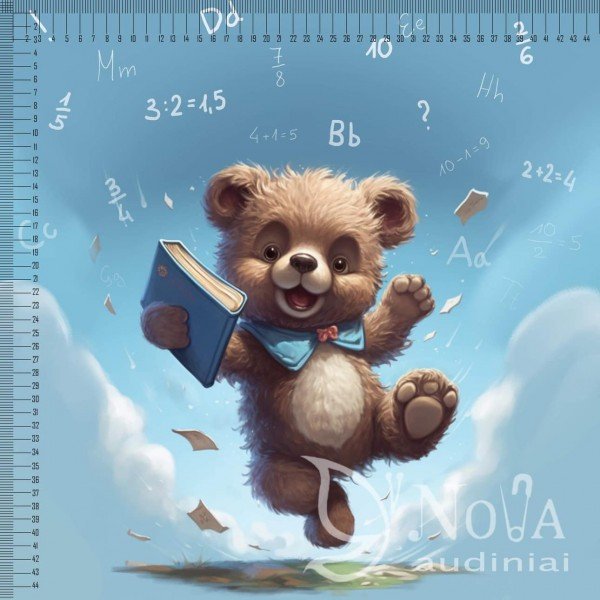 Kilpinis trikotažas "Šokantis meškinas, audinys Matematika"